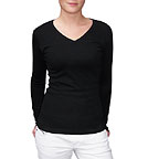 Baby Rib Long Sleeve V-Neck - schwarz