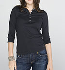 Sheer Jersey Henley T-Shirt schwarz