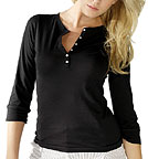 Sheer Jersey Henley T-Shirt schwarz M