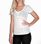 Burnout V-Neck T-Shirt weiss
