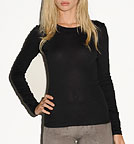 Sheer Rib Long Sleeve Crew schwarz