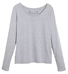 Langarmshirt mit weitem Rundhalsausschnitt - Biobaumwolle grau