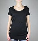 Bamboo Twisted Neckline T-Shirt - schwarz