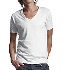 Deep V-Neck Jersey T-Shirt weiss XL