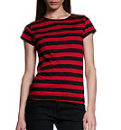Striped Jersey T-Shirt schwarz-rot L