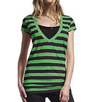 Plunge V-Neck Fine Jersey Tunic T-Shirt gr�n-schwarz
