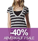Plunge V-Neck Fine Jersey Tunic T-Shirt melange grau-schwarz