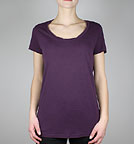 Bamboo Twisted Neckline T-Shirt - eggplant