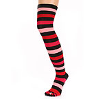 Zehenstr�mpfe Overknees - schwarz-rot-pink
