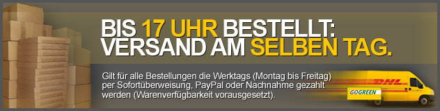 Bis 17:00 Uhr bestellen und der Versand erfolgt am selben Tag.