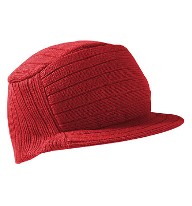 Strick-Beanie mit Schild rot