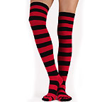 Zehenstr�mpfe Overknees - schwarz-fuchsia