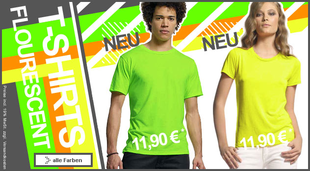 Ultra-Fine Flourescent T-Shirts - T-Shirts in Neonfarben