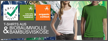 T-Shirts aus Biobaumwolle und Bambusviskose / Co2-Neutrale T-Shirts und Hoodies