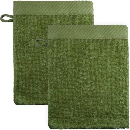 Waschhandschuhe aus Bio-Baumwolle 21x15cm - olivgrün - 2er-Pack