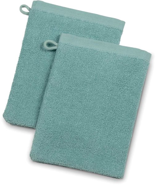 Frottee-Waschhandschuhe aus Bio-Baumwolle - 2er-Pack - aqua haze