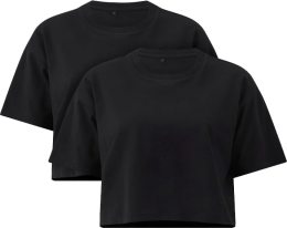 Cropped T-Shirt aus Biobaumwolle - 2er-Pack - black
