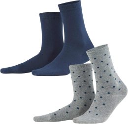 Damen Socken aus Bio-Baumwolle - Doppelpack - night blue/dots