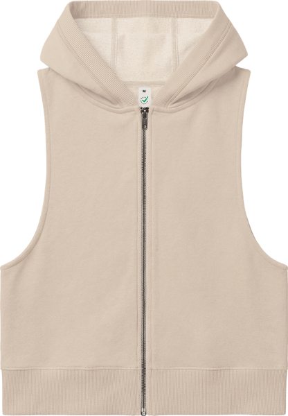 Organic Women's Sleeveless Zip-Hoodie - fawn