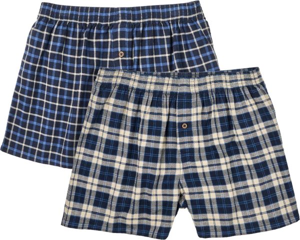 Flanell Boxer-Shorts aus Bio-Baumwolle - Doppelpack - multi check blue