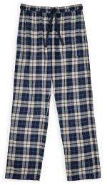Flanell-Schlafhose aus Bio-Baumwolle - dark blue check