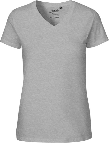 Organic Fitted V-Neck T-Shirt Fairtrade - grau-meliert