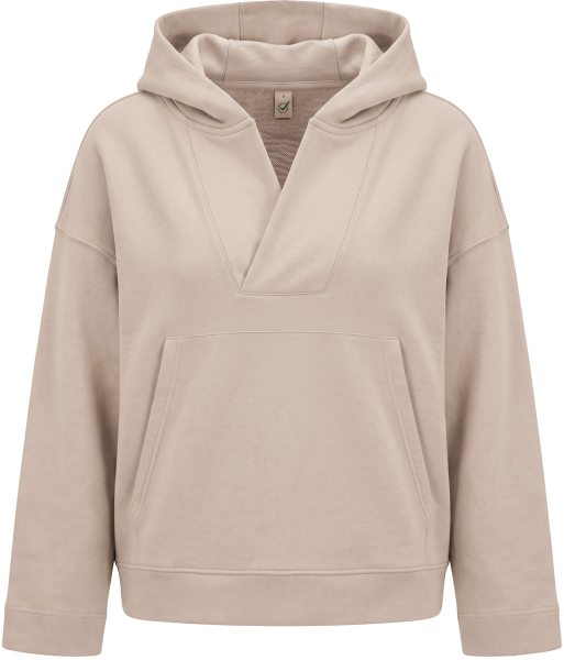Organic Women's V Neck Hoodie - fawn