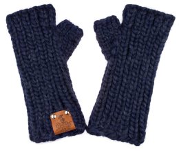 Strick-Handstulpen aus Schurwolle - dunkelblau