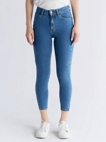 Skinny Fit Cropped Jeans aus Bio-Baumwolle - day sky blue