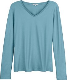 V-Neck-Langarmshirt aus Bio-Baumwolle - harbour blue