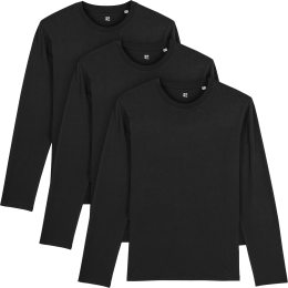 Longsleeve aus Bio-Baumwolle - black - 3er-Pack