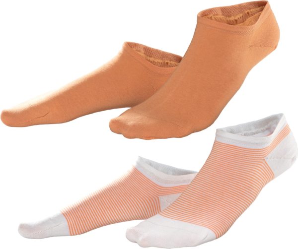 Damen Sneaker-Socken aus Bio-Baumwolle - 2er-Pack - apricot/white