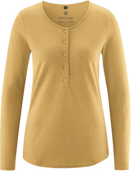 Henley-Longsleeve aus Hanf und Bio-Baumwolle - dijon