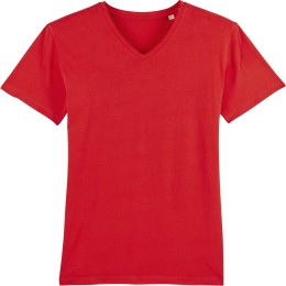 T-Shirt mit V-Ausschnitt aus Bio-Baumwolle - red