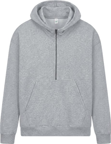 Organic Oversized Half-Zip Hoodie - light heather