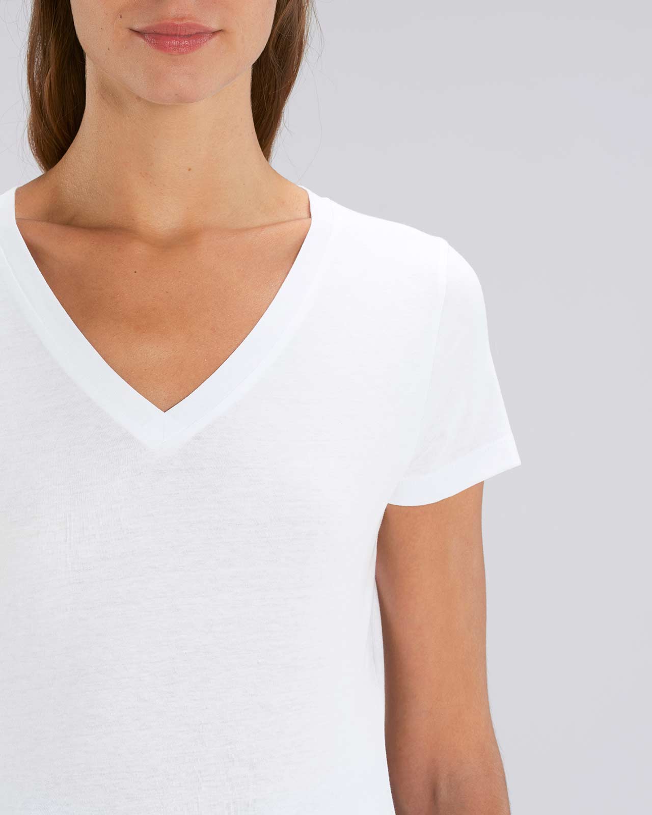 Weißes T-Shirt mit V-Ausschnitt - Biobaumwolle