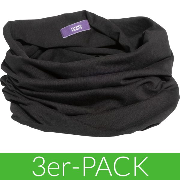 Multifunktionstuch aus Bio-Baumwolle - 3er-Pack - black