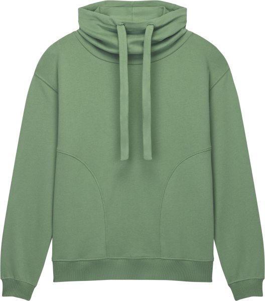 Organic Women's Funnel Neck Sweatshirt - sueded bamboo green