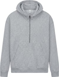 Organic Oversized Half-Zip Hoodie  - light heather