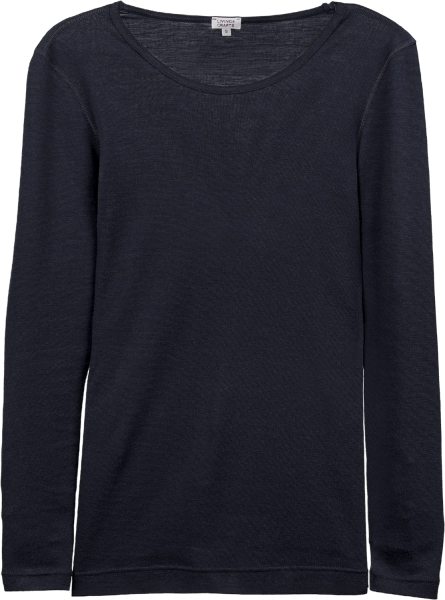 Langarmshirt aus Bio-Wolle und Bio-Baumwolle - ink blue