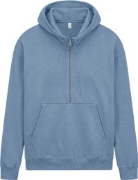 Organic Oversized Half-Zip Hoodie  - blue dusk