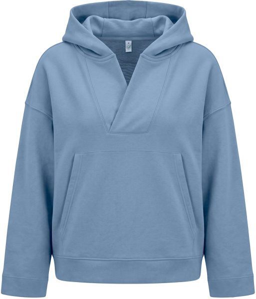 Organic Women's V Neck Hoodie - blue dusk