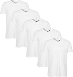 Fitted V-Neck T-Shirt aus Fairtrade Bio-Baumwolle - 5er-Pack - weiss