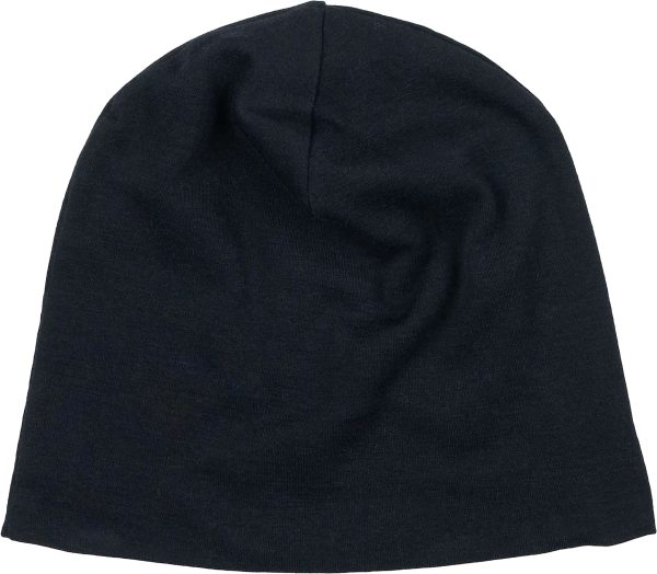 Leichte Beanie aus Bio-Wolle und Bio-Baumwolle - black