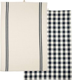 Geschirrtuch aus Bio-Baumwolle - Doppelpack - ink blue/natural