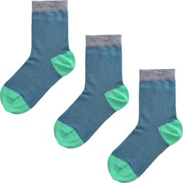 Kinder Socken aus Bio-Baumwolle - 3er-Pack - taubenblau/kiwi