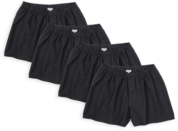 Web-Boxer aus Bio-Baumwolle - 4er-Pack - black