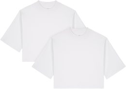 Cropped T-Shirt aus Bio- & Recycling-Baumwolle - 2er-Pack - white