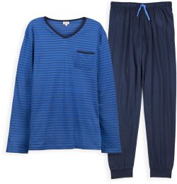 Schlafanzug aus Bio-Baumwolle - navy/royal blue