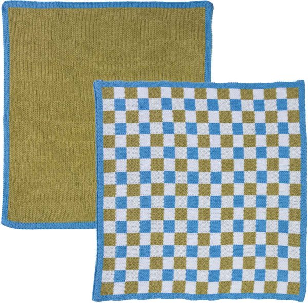 Abwaschtuch aus Bio-Baumwolle - 2er-Set - check/olivgrün